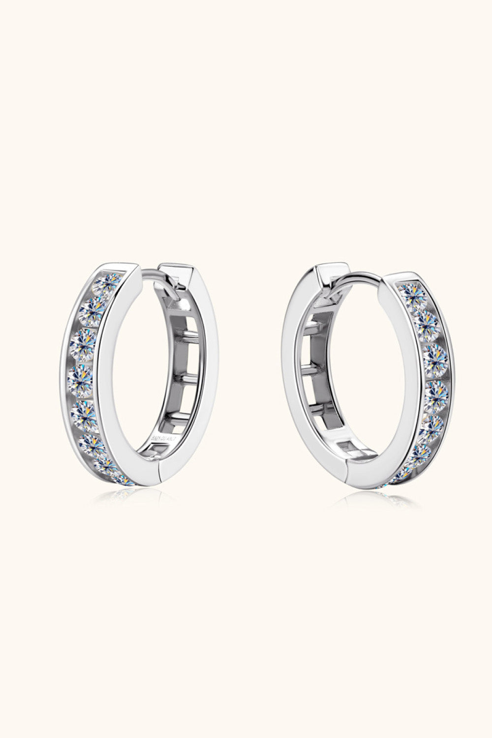 Pendientes de aro Moissanita de plata de ley 925