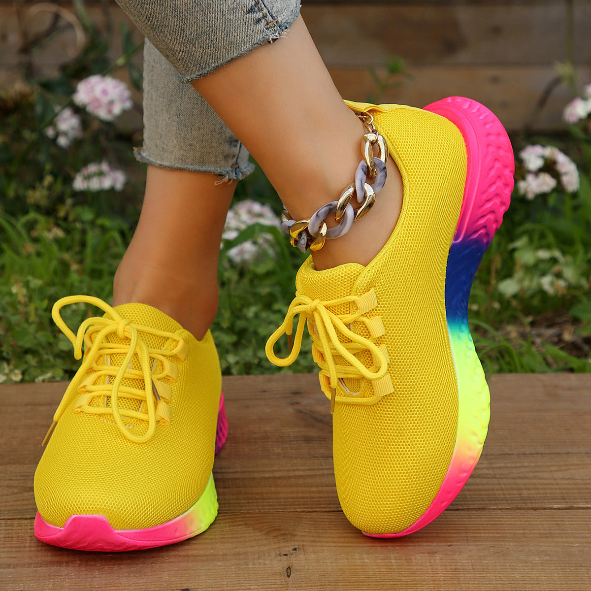 Women's Lace-up Mesh Sneakers