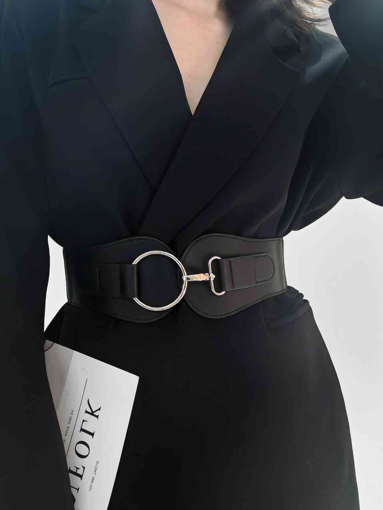 Elegant Fashion PU Elastic Wide Belt – Adjustable Comfort Fit See size chart under “more details”