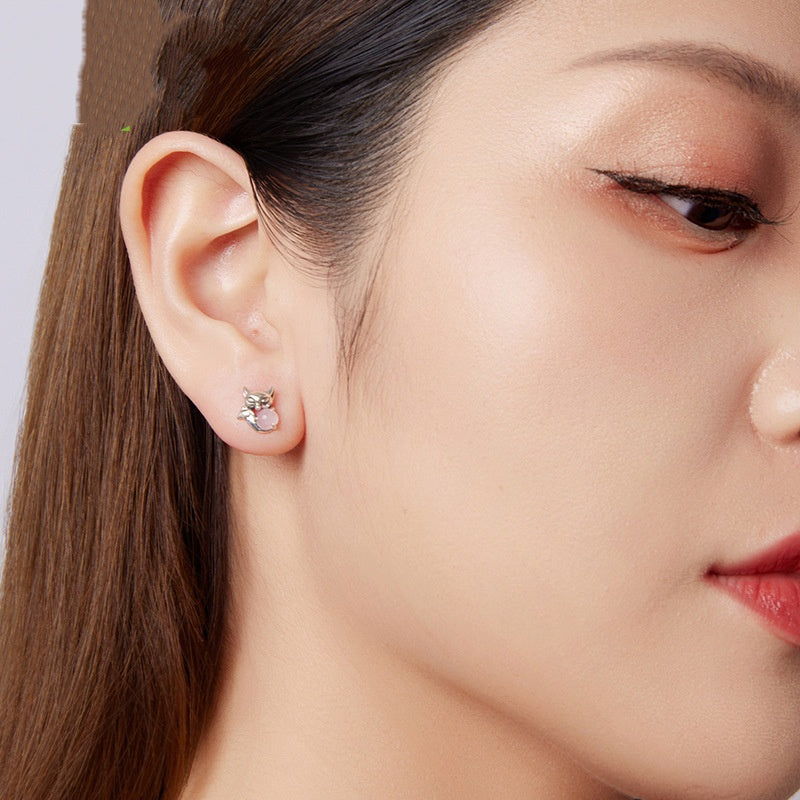 S925 Sterling Silver Fox Stud Earrings