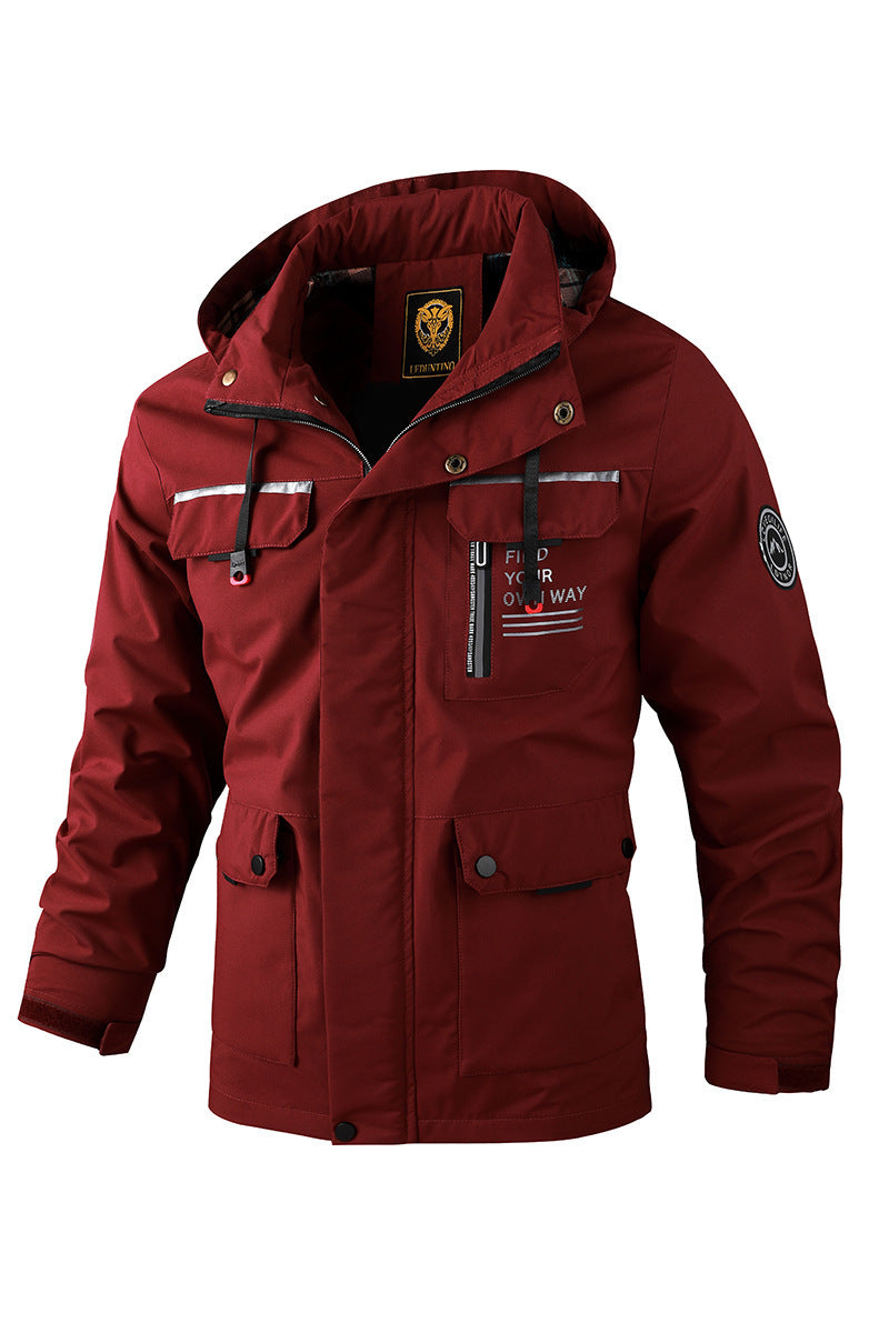 Chaqueta cortavientos informal de moda para hombre, chaqueta con capucha, impermeable, para exteriores, de caparazón blando, abrigo de invierno, ropa abrigada y gruesa