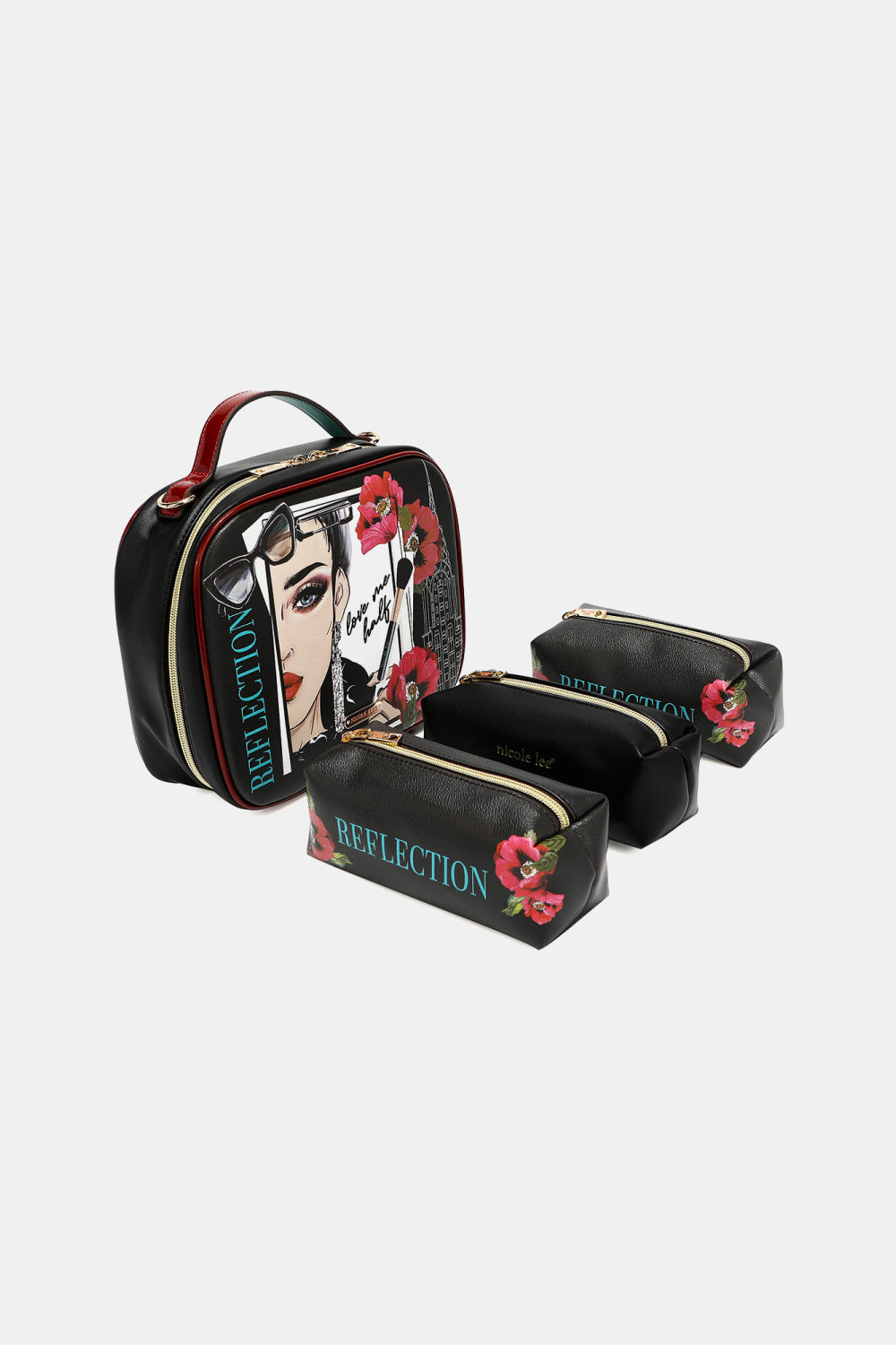 Bolso con estampado de Nicole Lee USA con tres bolsos pequeños