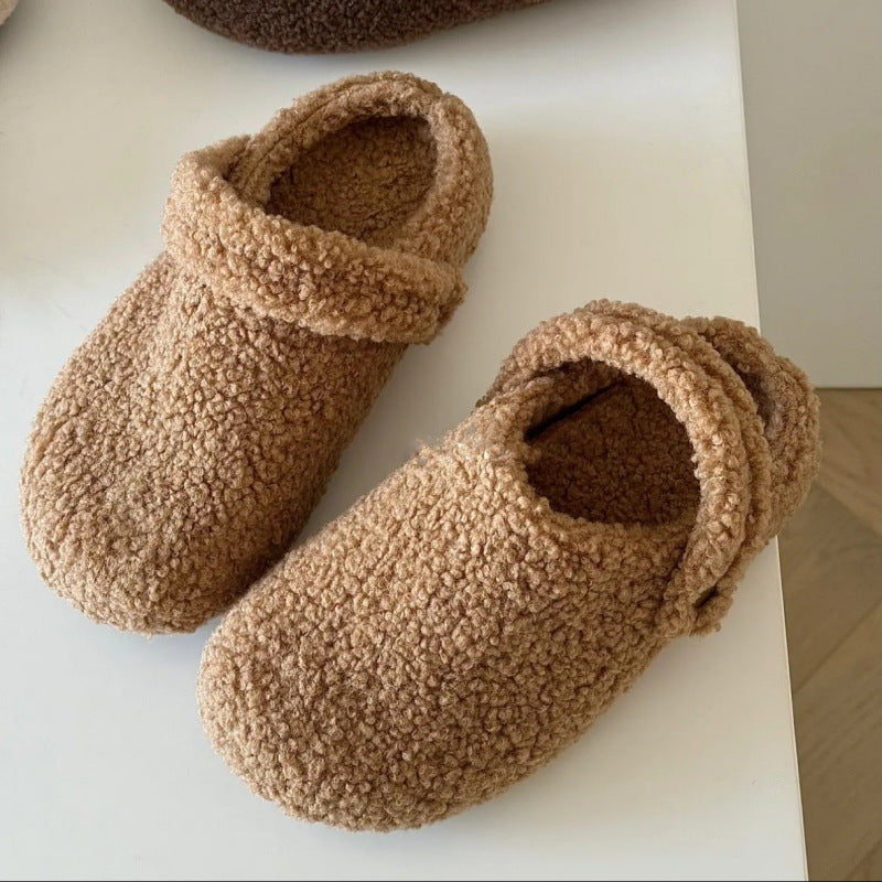 🩴 Pantuflas de mujer con puntera cerrada, forro polar, engrosadas y de doble uso