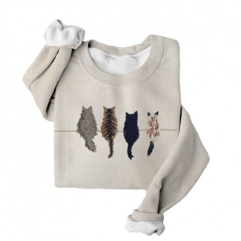 Long-sleeve Sweatshirt With European And American-style Print