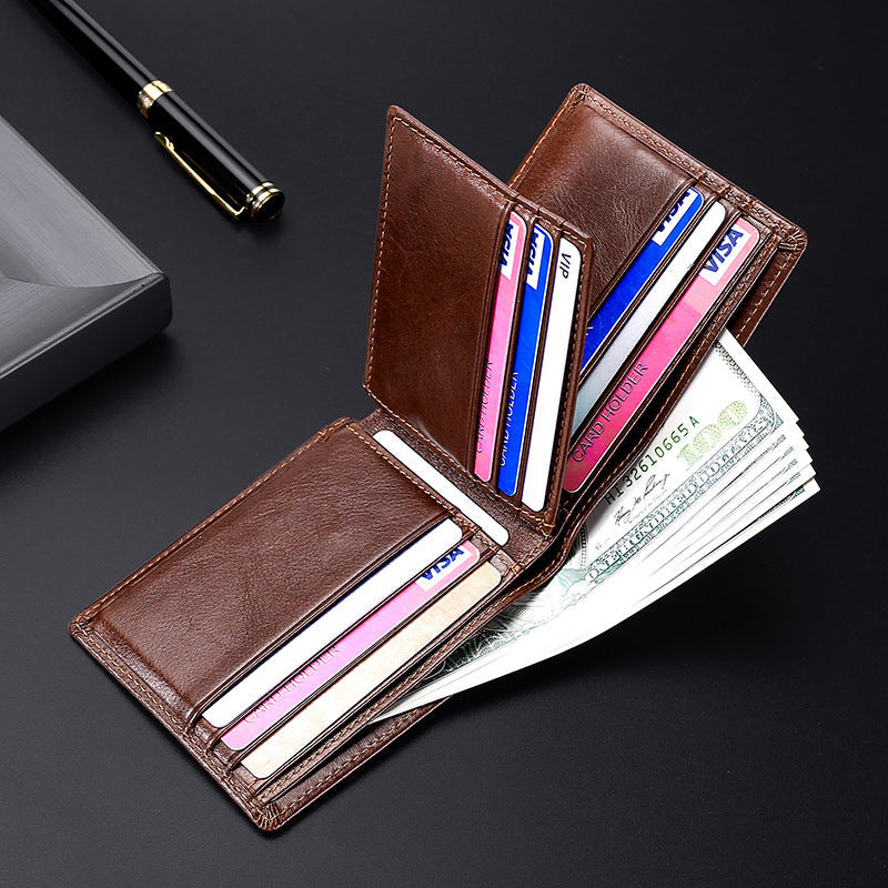 Men's Retro Oil Leather RFID Business Wallet
