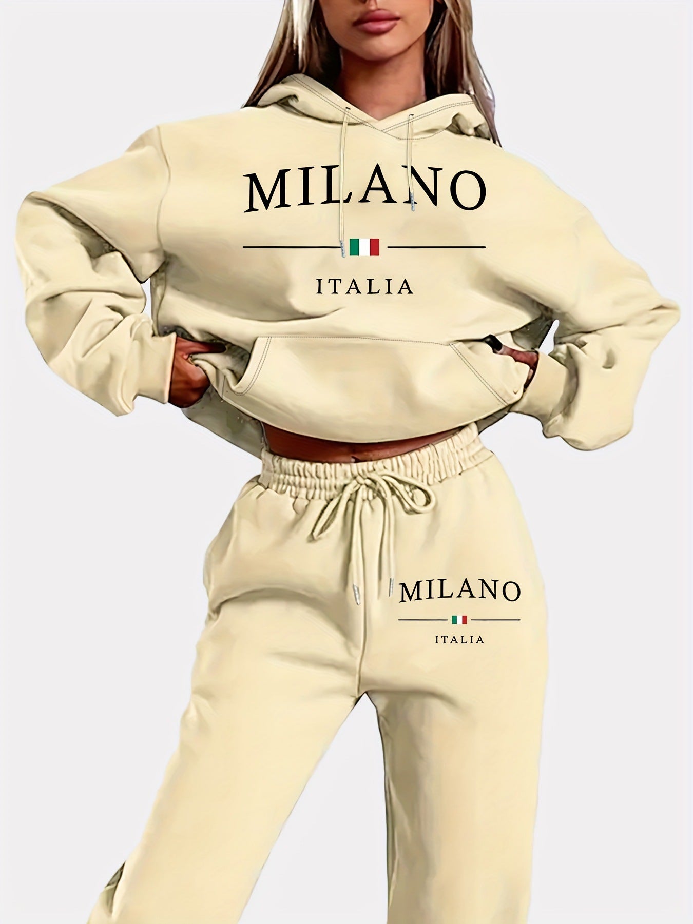 Traje de suéter de forro polar a la moda de talla grande. Ver tabla de tallas en "más detalles".