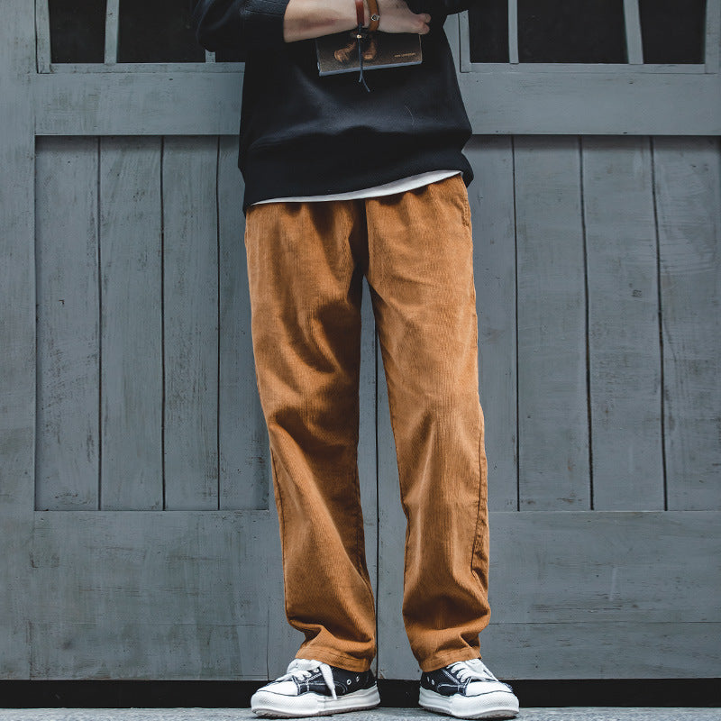 Men's Casual Khaki Corduroy Pants for Autumn/Winter