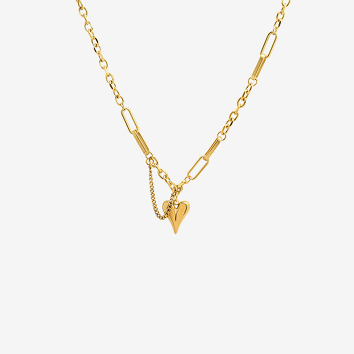 Collar con Colgante de Corazón de Acero de Titanio
