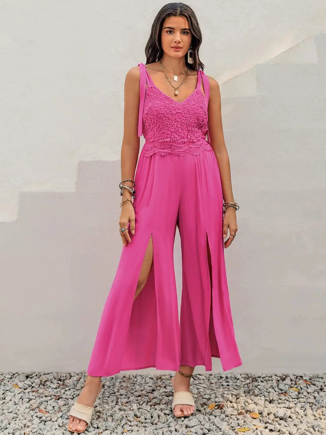 Accessories Trendsi Elegant Lace V-neck Jumpsuit