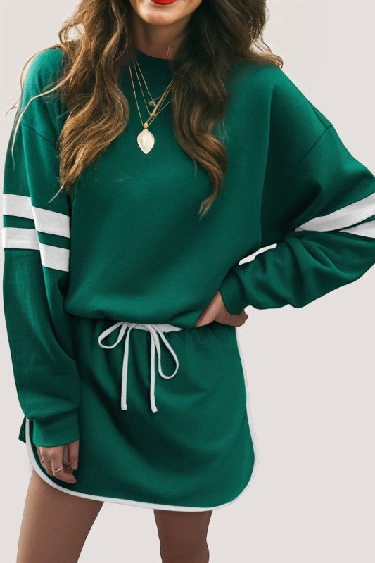 Conjunto de jersey y minifalda Varsity Stripe