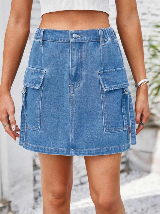 Tendencias de jeans y mezclilla: Falda de mezclilla Premium Chic con bolsillos