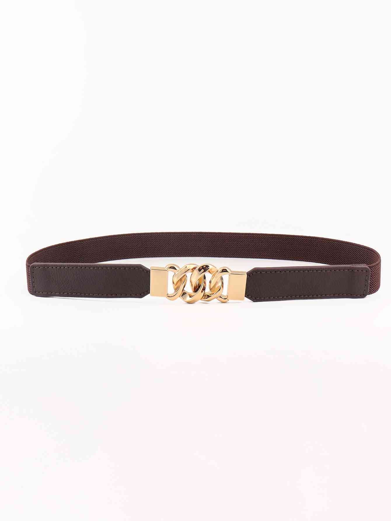 ElegantStyle Zinc Alloy Buckle Elastic PU Belt – Versatile and Stylish Accessory See size chart under “more details”