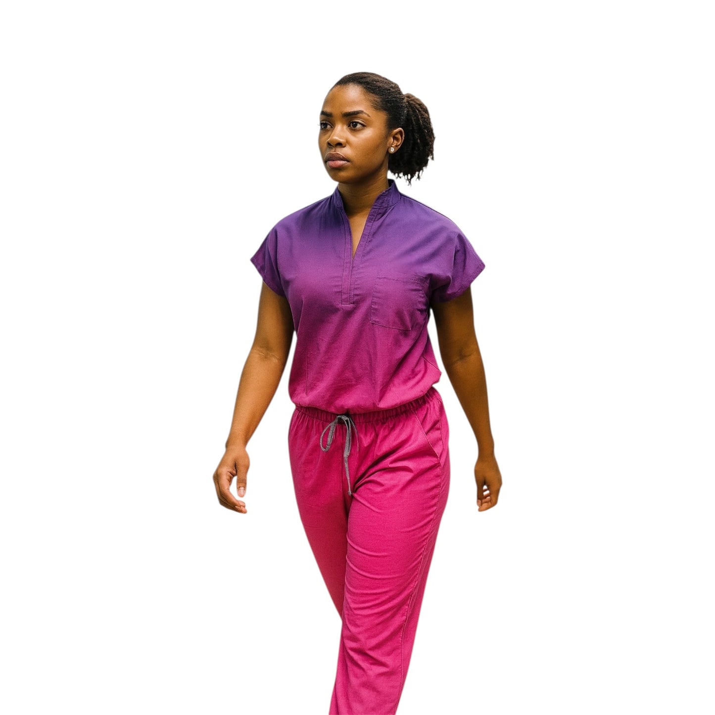 Top de uniforme médico DK Gradient con cremallera (Morado/Rosa)