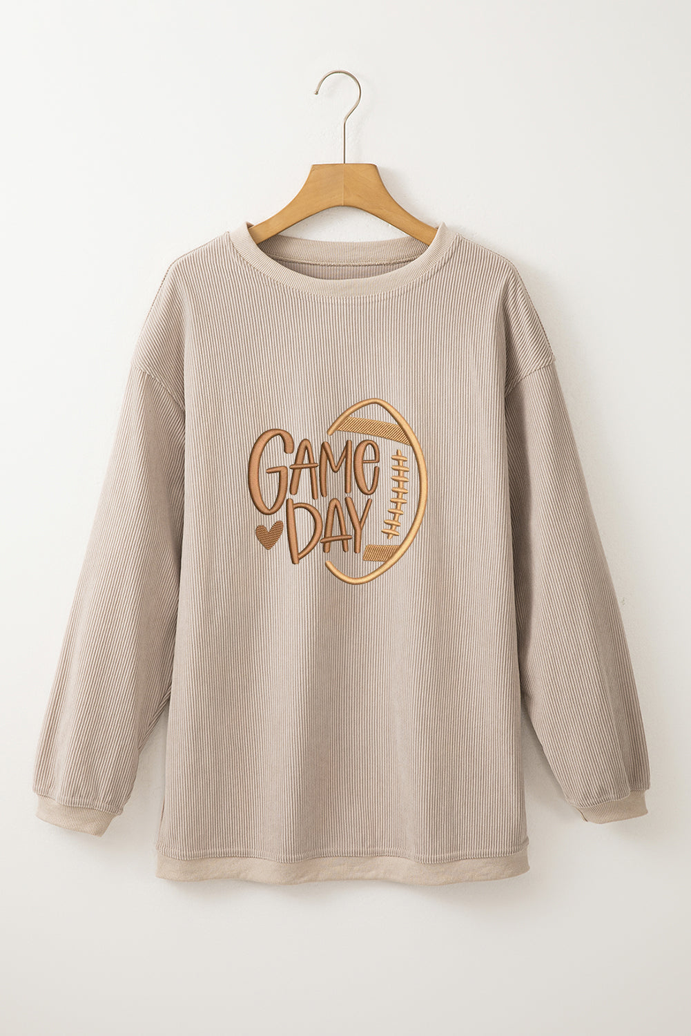 Sudadera Baggy Bordada de Rugby con Textura Acanalada Retorcida Gris Humo para el día del partido
