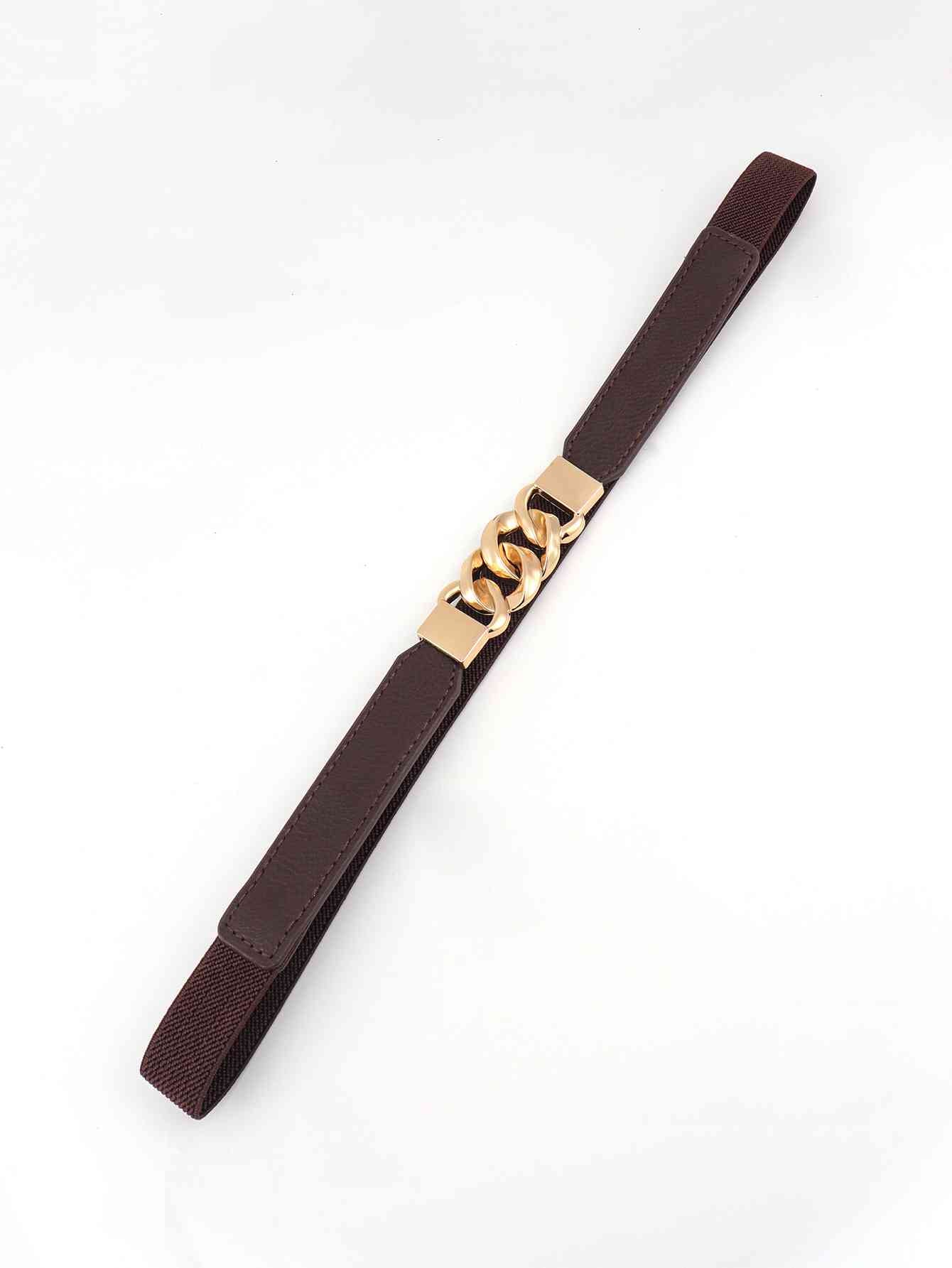 ElegantStyle Zinc Alloy Buckle Elastic PU Belt – Versatile and Stylish Accessory See size chart under “more details”