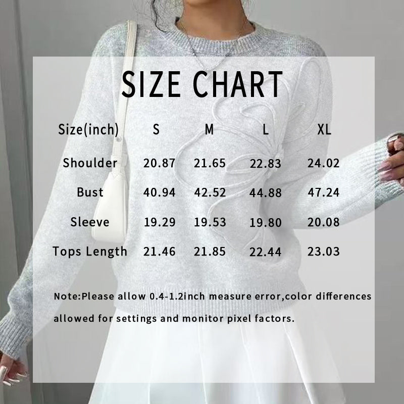Suéter elegante floral para mujer - Jersey informal de manga larga con cuello redondo