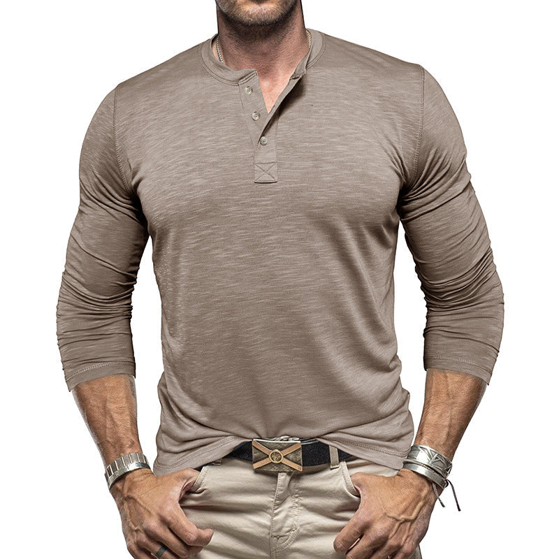 Men's Long Sleeve Henry Collar T-shirt