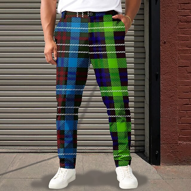 Men's Casual Sport Plaid Sweatpants