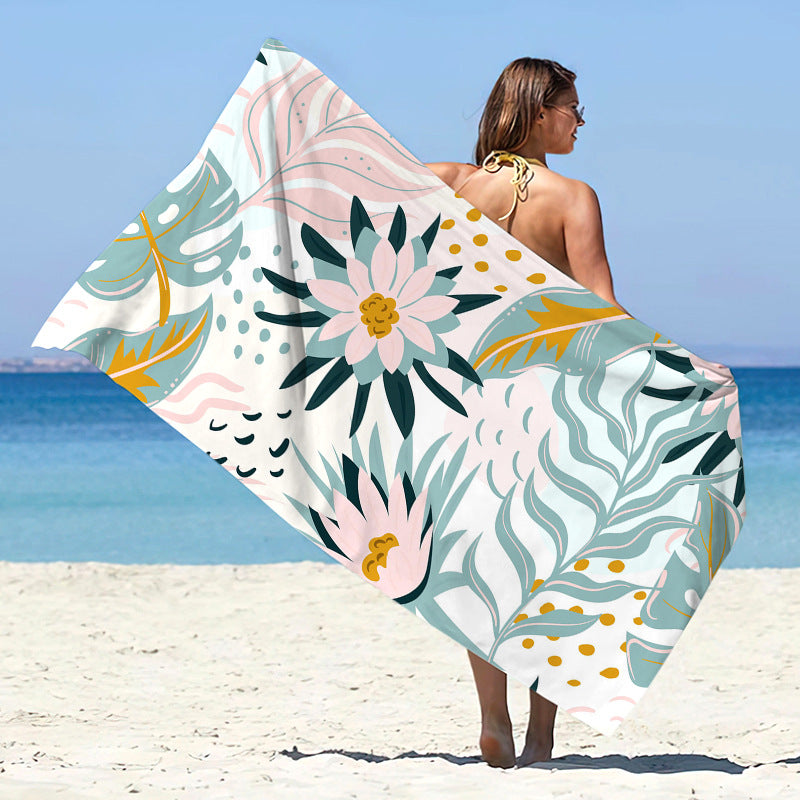 Printed Microfiber Quick-drying Beach Summer Sunscreen Shawl Double-sided Velvet Swimming Towel