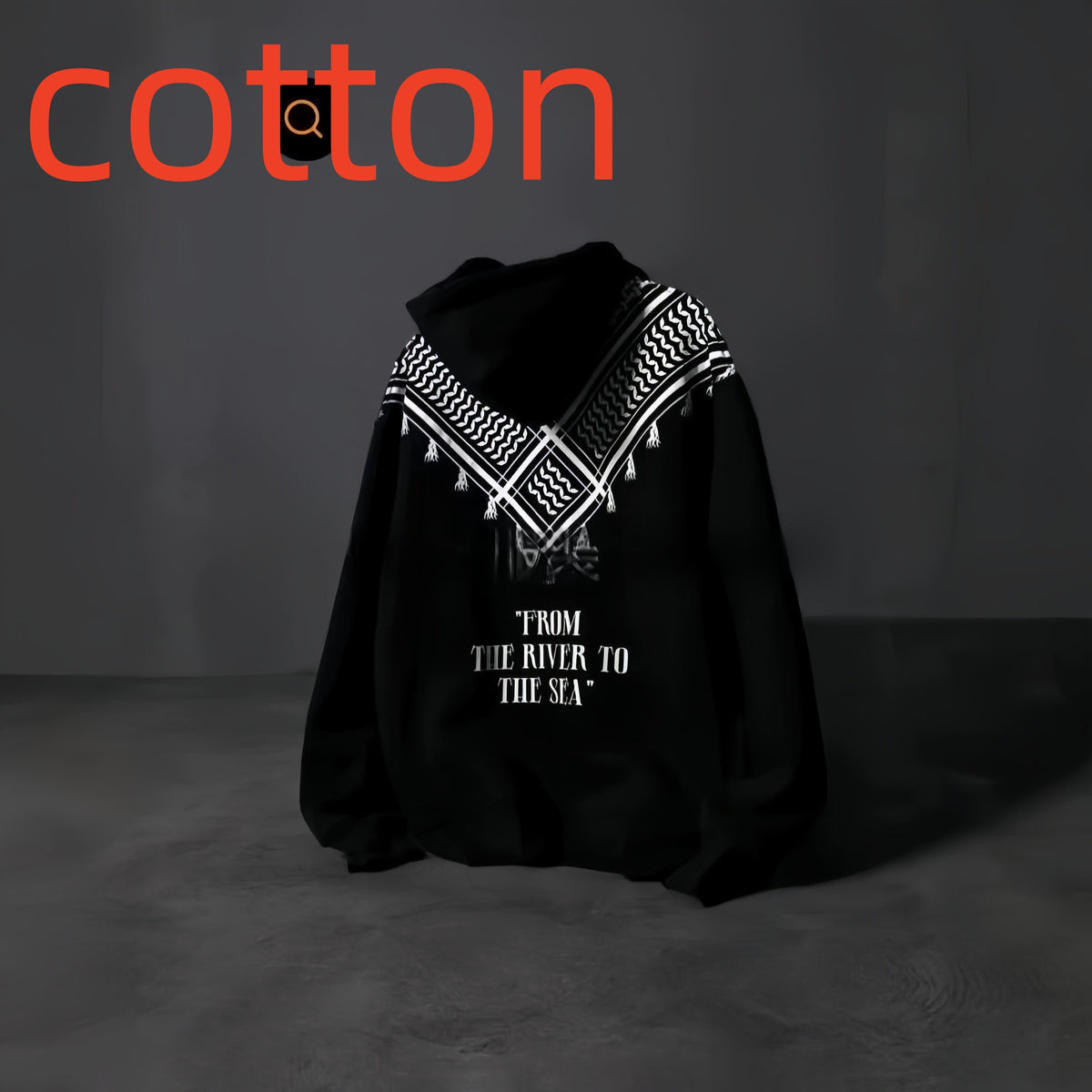 Solid-color Digital Letter-embossed Print Hooded Sweatshirt With Pockets