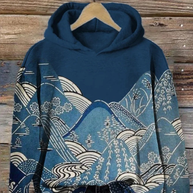 Sudadera con capucha y estampado de manga larga para mujer