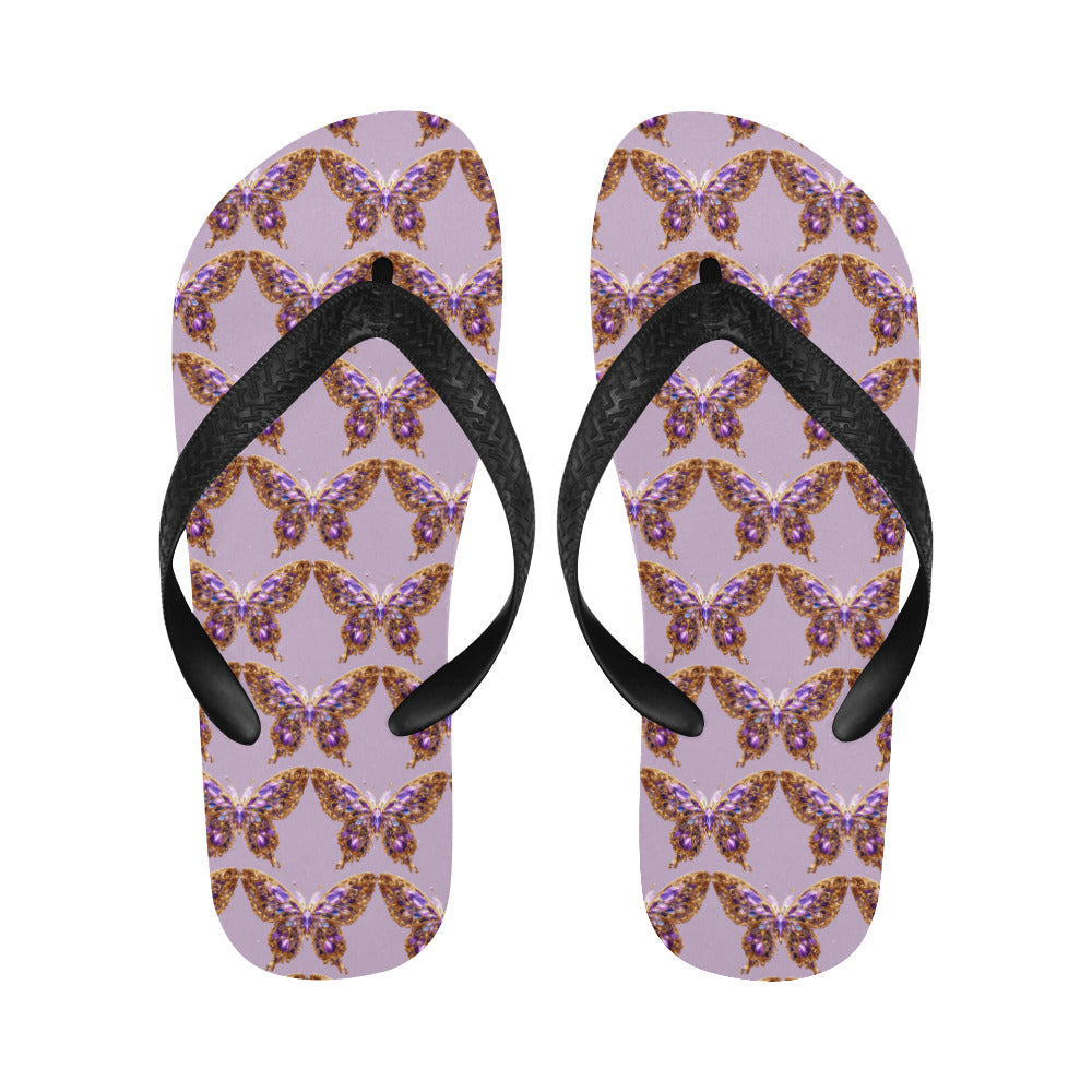 Purple Butterfly Unisex Flip Flops (Made in USA)