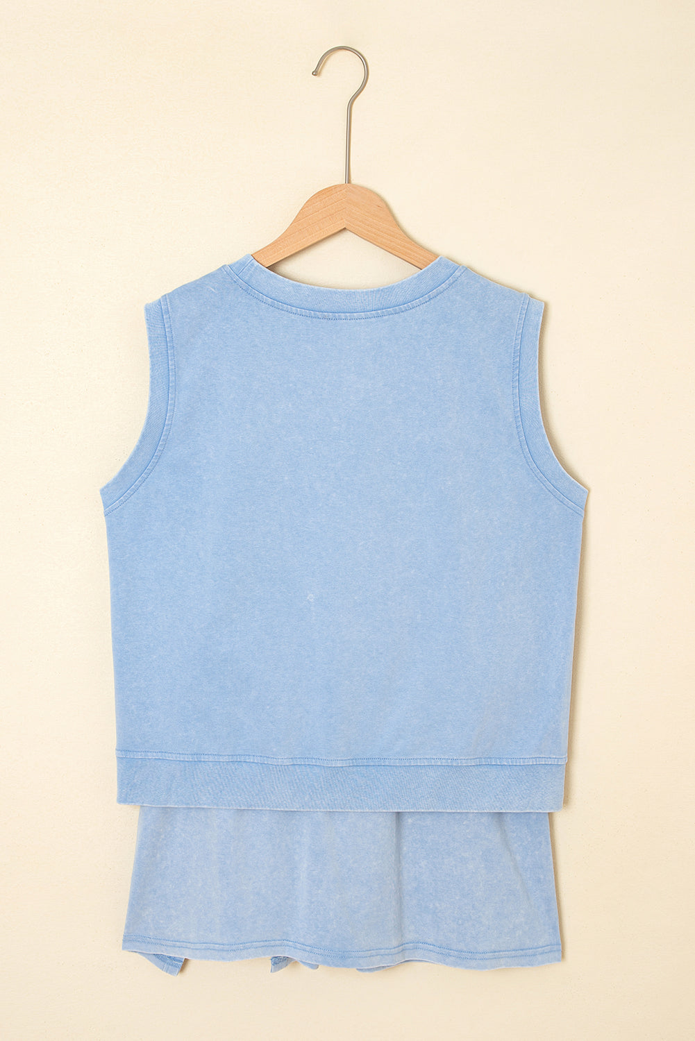 Conjunto de dos piezas de top sin mangas y falda con abertura de algodón lavado mineral Myosotis