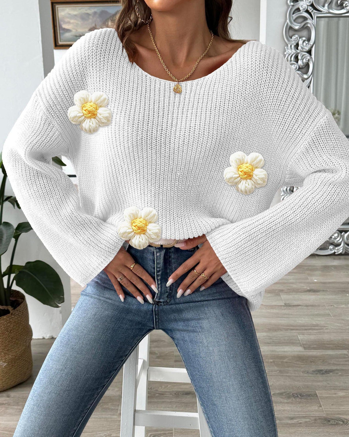 Women's Minimalist Loose-fit Off-shoulder Pullover Sweater