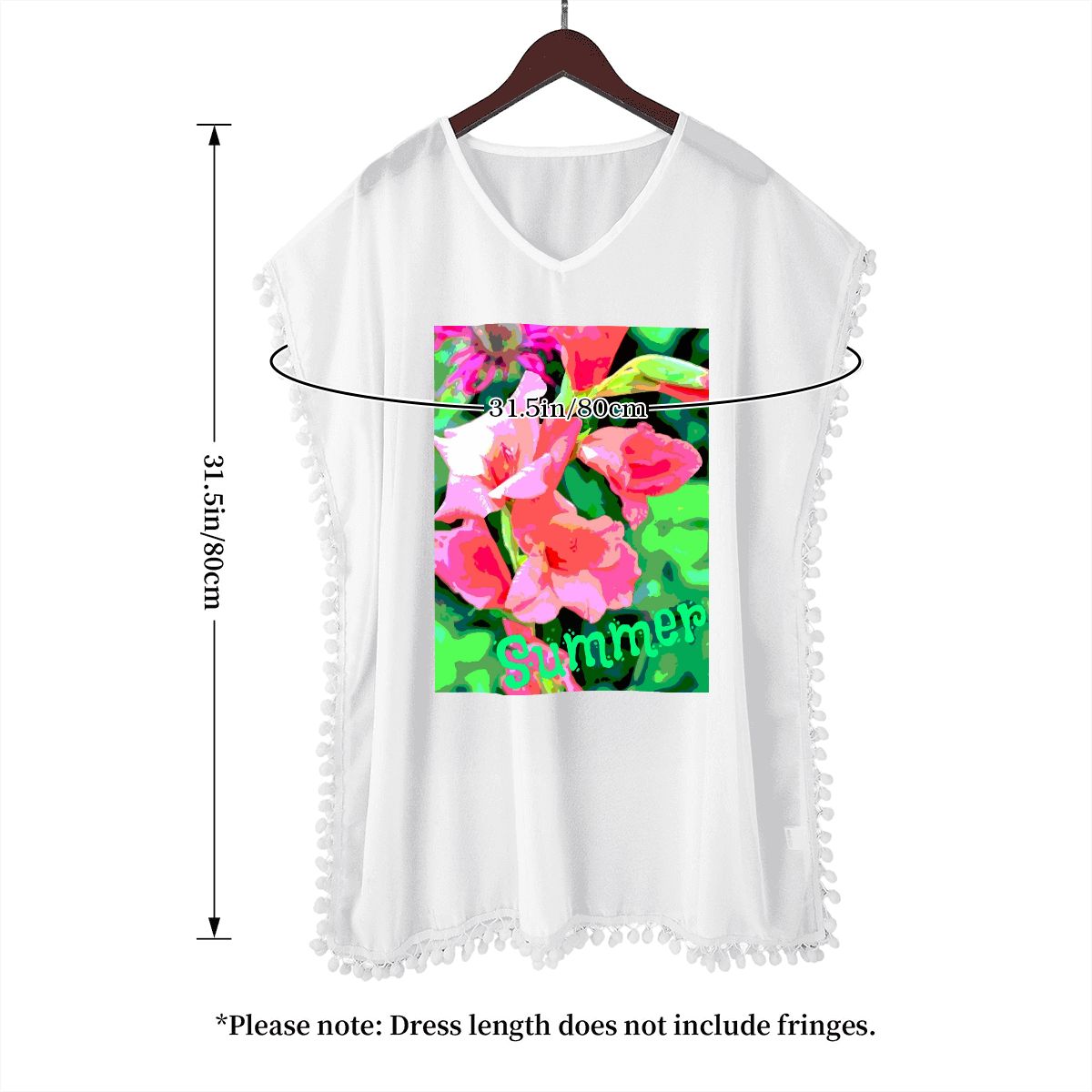 Women's Pink Gladiolas Summer Design Chiffon Beach Coverup (Made in USA)
