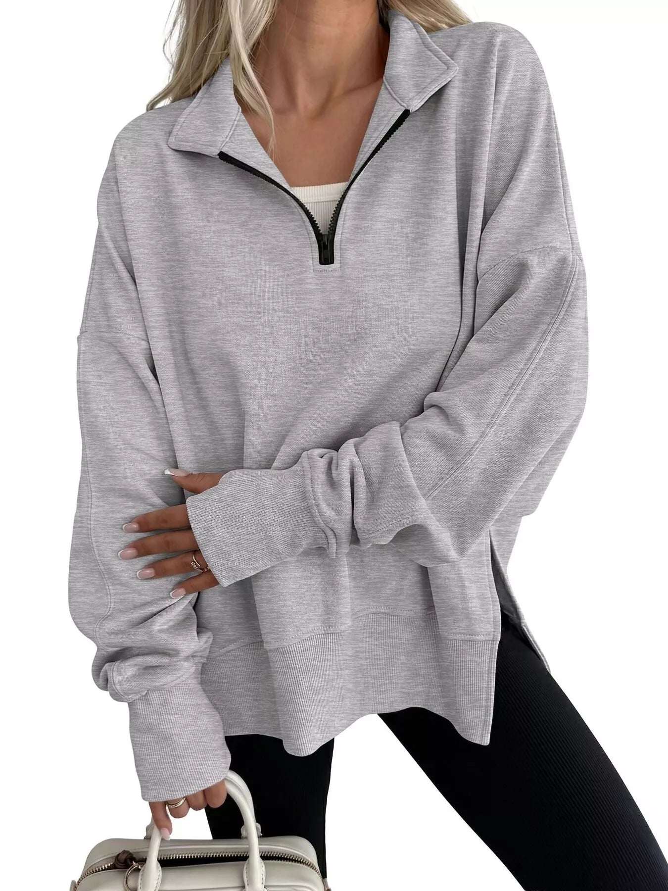 Quarter-Zip Dropped Shoulder Sweatshirt