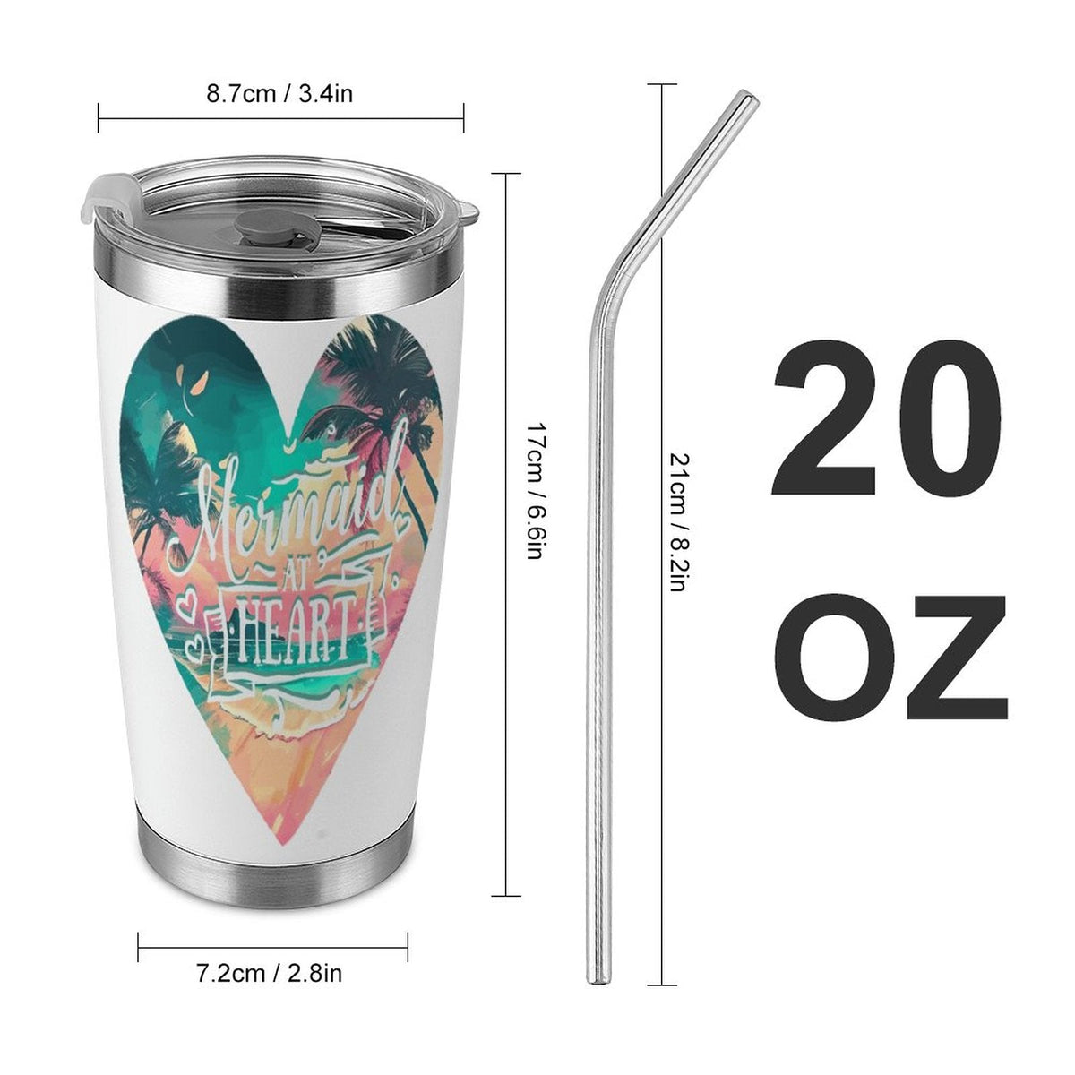 Mermaid at Heart 20oz Stainless Steel Travel Mug