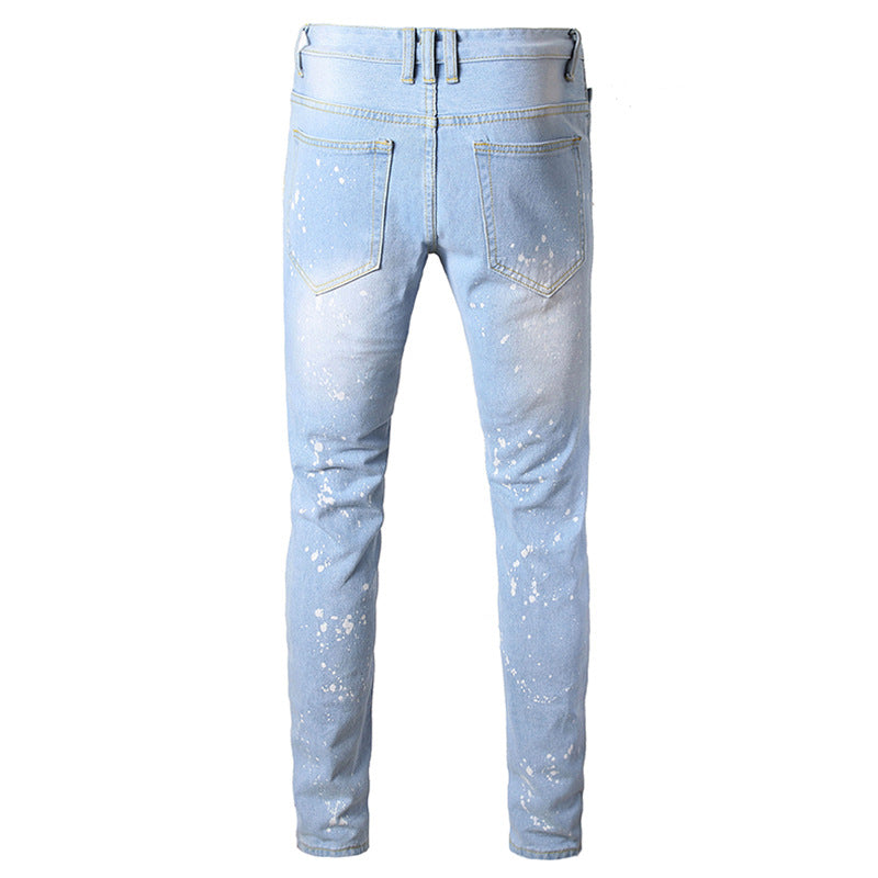 Men's Ripped Denim Jeans - Summer Casual Straight Fit