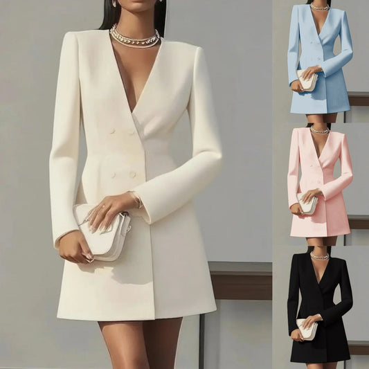 Vestido de mujer acampanado con cuello en V pronunciado