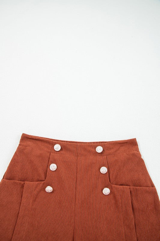 Corduroy Scalloped Edge High Waist Shorts See size chart under “more details”