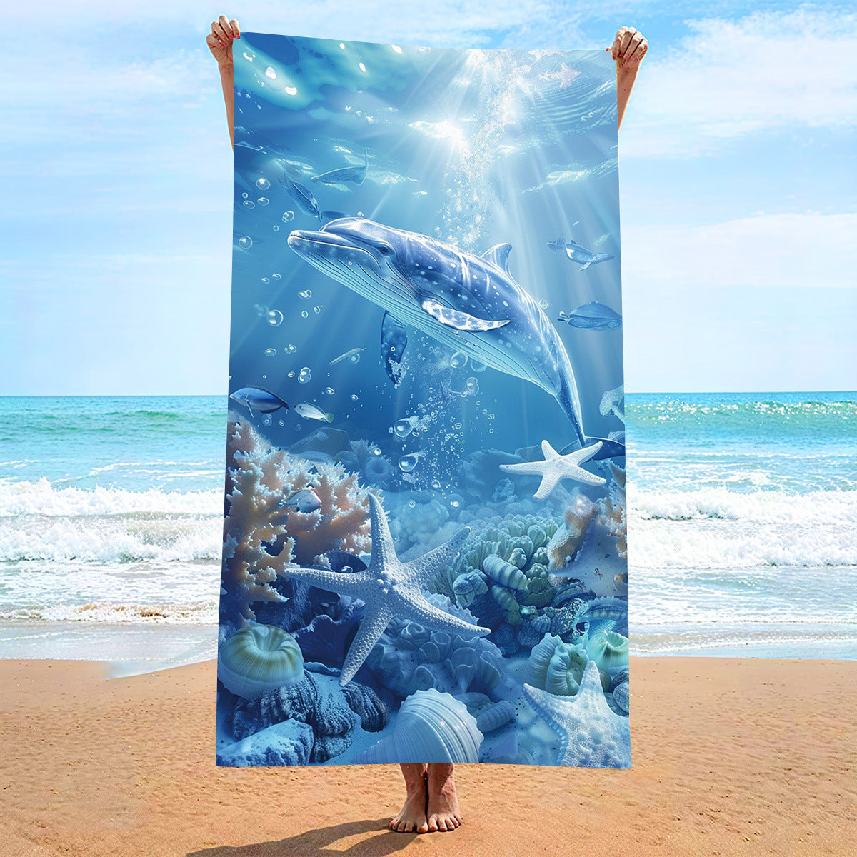 Moisture Absorption Quick-drying And Soft Skin-friendly Double-sided Velvet Beach Towel Polyester Brocade