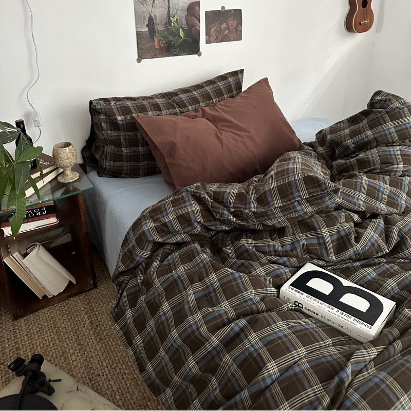 Preppy Plaid Brown Bedding Set