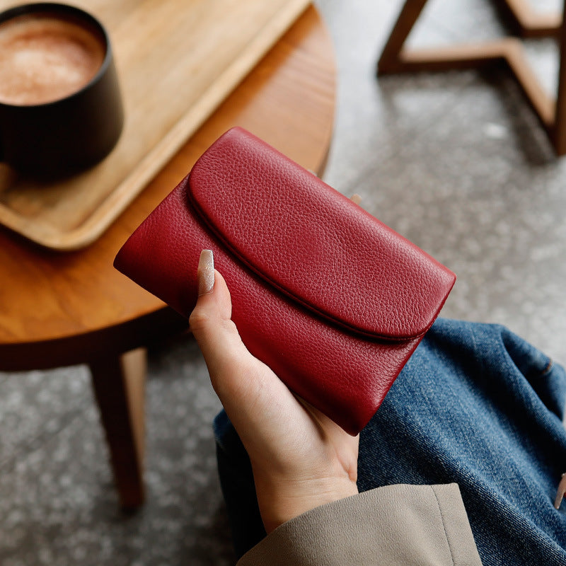 Women's Genuine Leather Short Wallet Card Holder Handbag