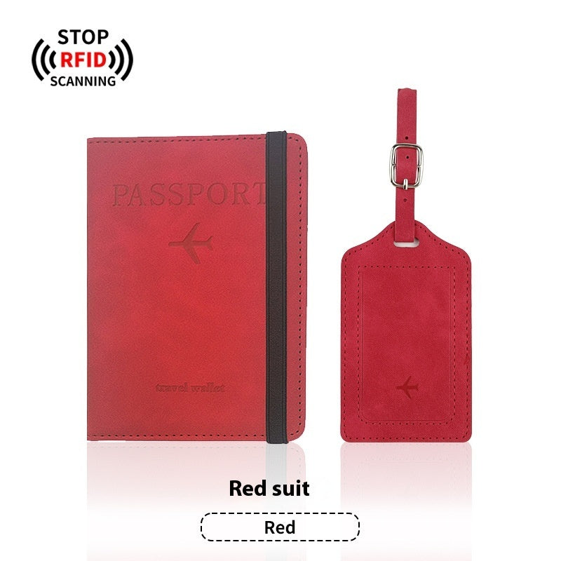 PU Leather Anti-magnetic Passport Holder Luggage Tag Suit
