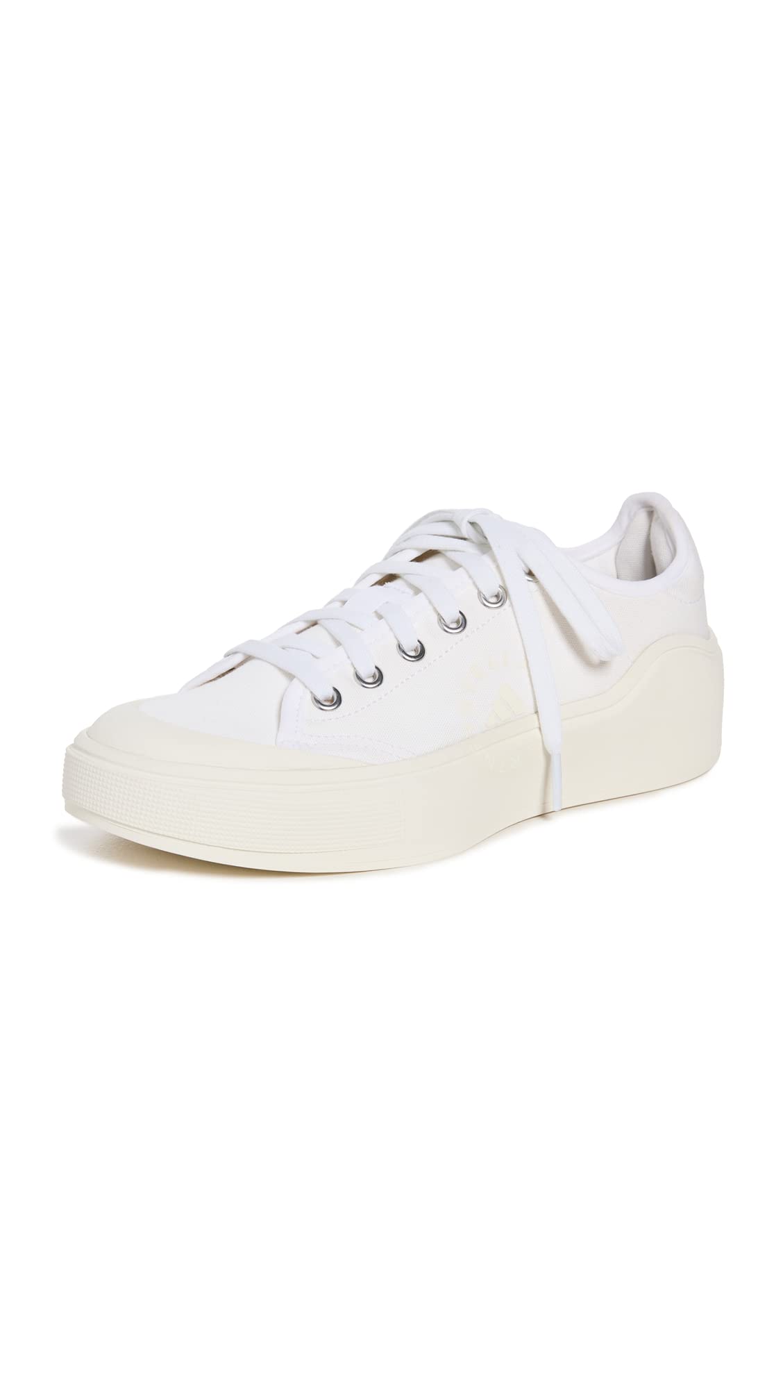 adidas by Stella McCartney Womens Court Sneakers White/White/Off White 7.5 Medium US