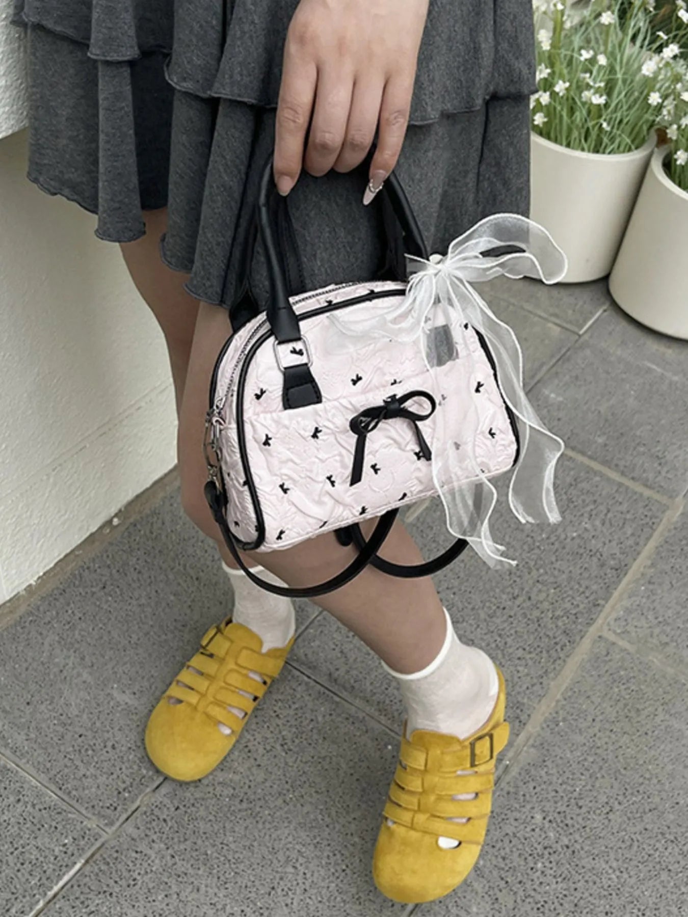 Ruched Bow Crossbody Bag