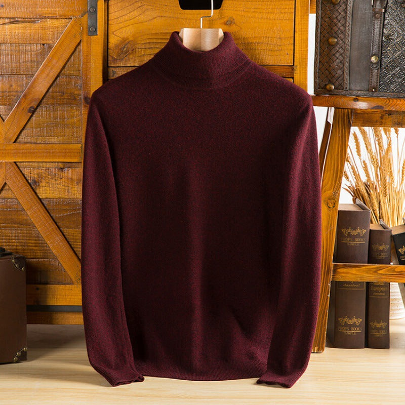 Mens Warm Turtleneck Knit Sweater For Layering