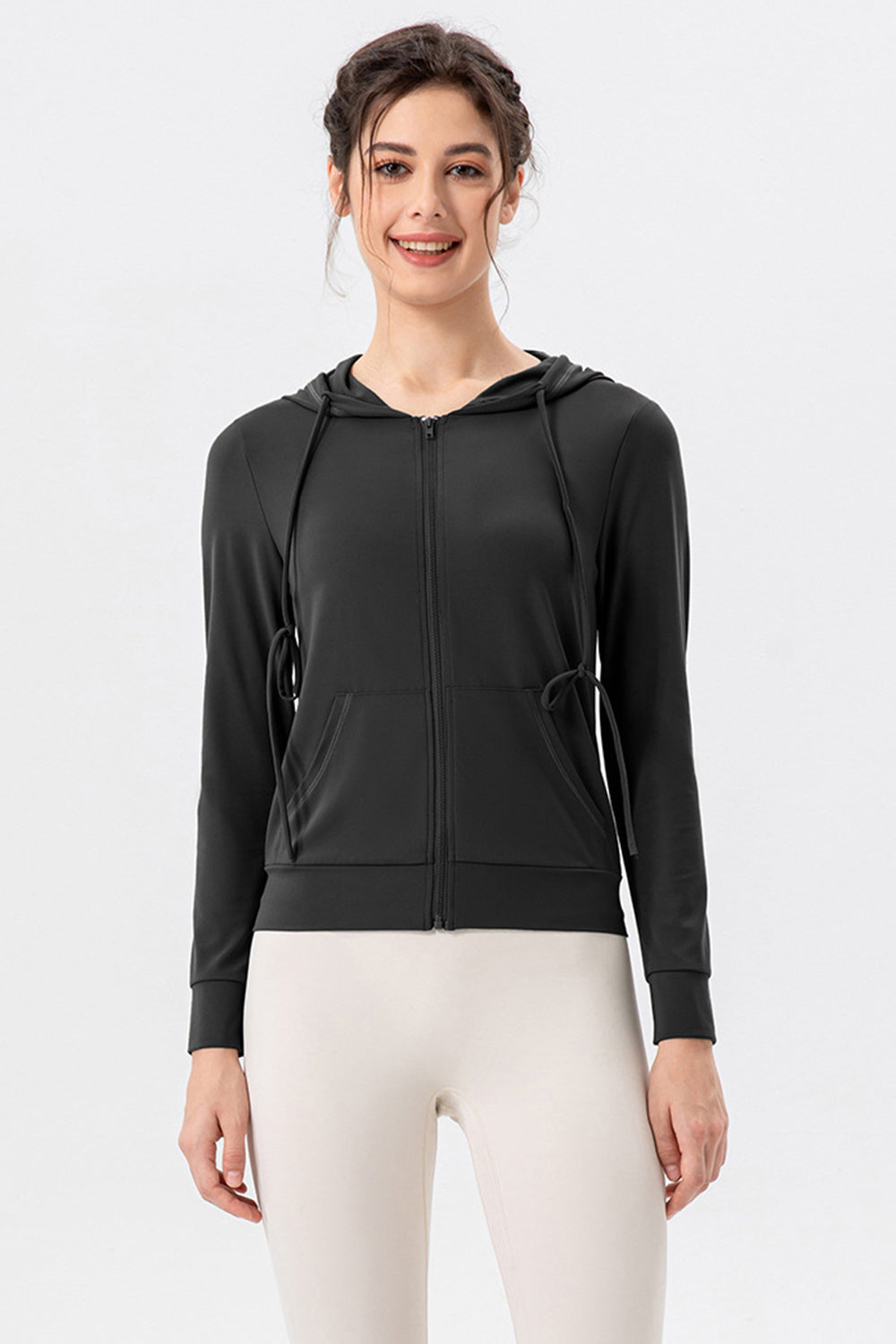 Prenda Exterior Deportiva con Capucha, Cremallera y Cordón Ajustable