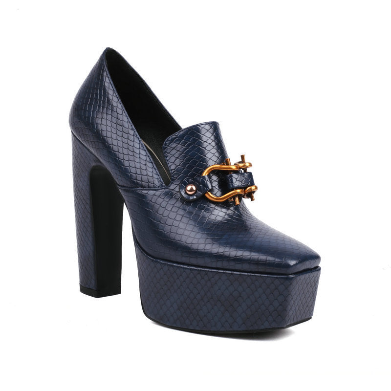 Snake-Print Block-Heel Boots