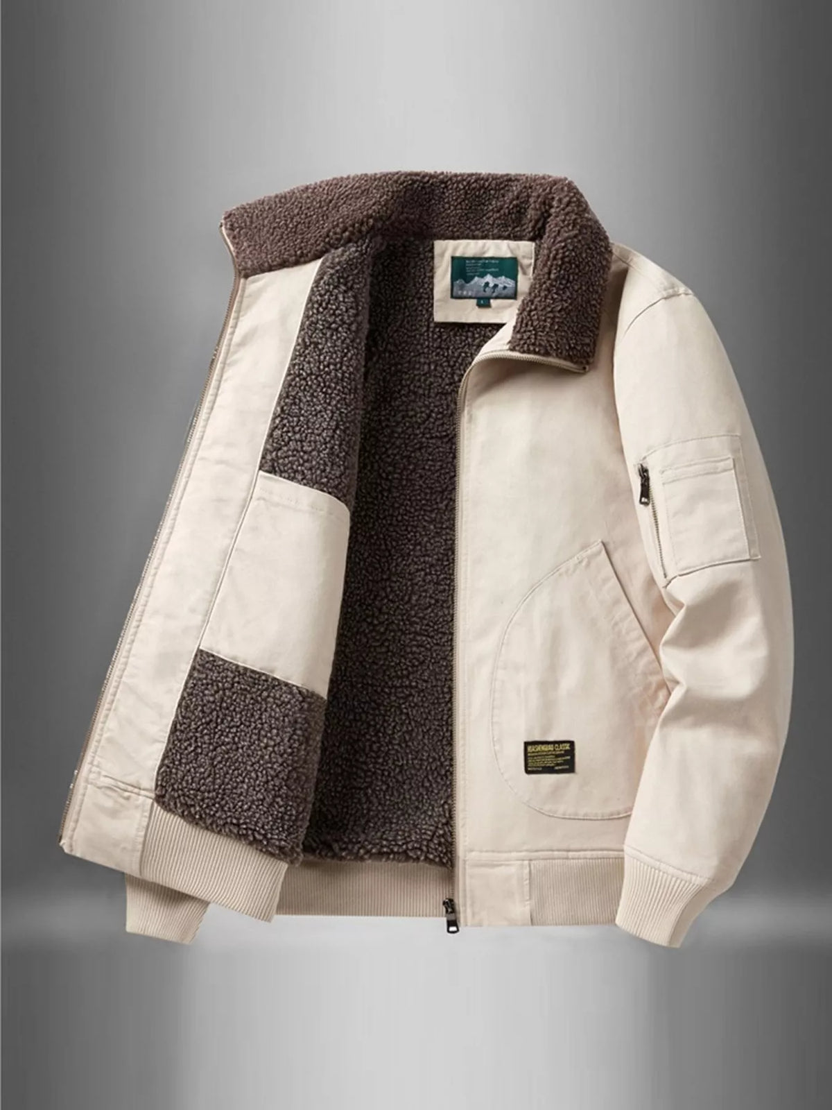 Men's Plus Size Zip Up Fur Collar Jacket
