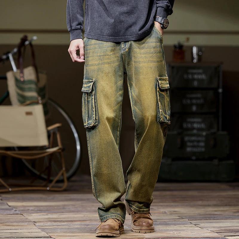 Men's Nostalgic Retro Multi-pocket Jeans