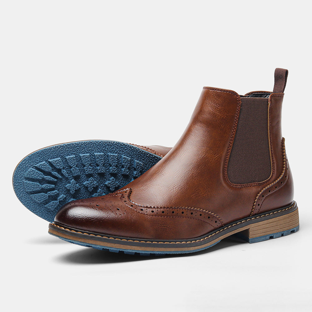 Men's Mid-top Carved Casual Brogue Retro Boots