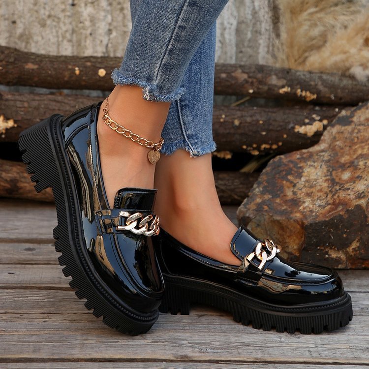 Women's Shallow Mouth Round Head Slip-on Thick Bottom Shoes