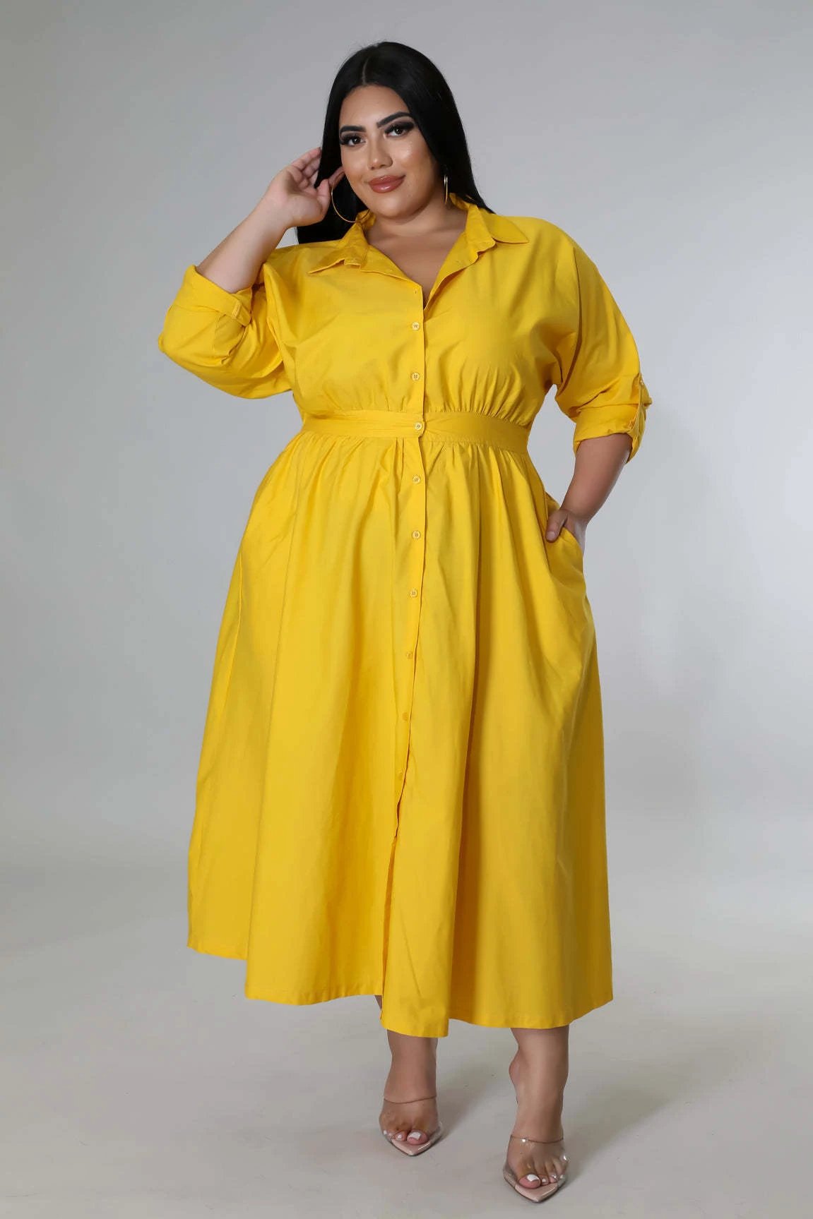Fashion Plus Size Women's dress long V-neck