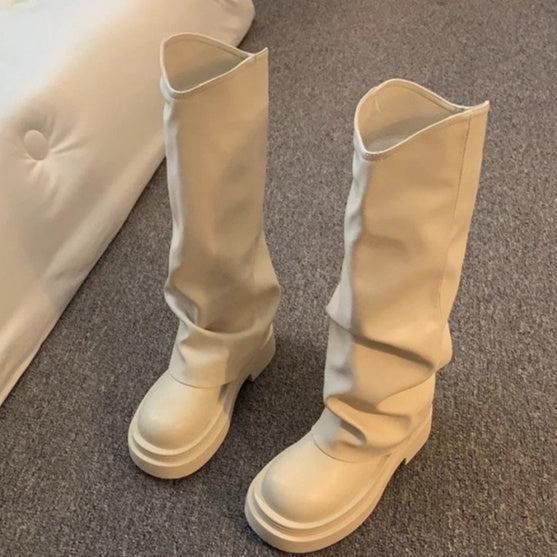 Botas de vestir con plataforma para mujer – Estilo británico Otoño/Invierno
