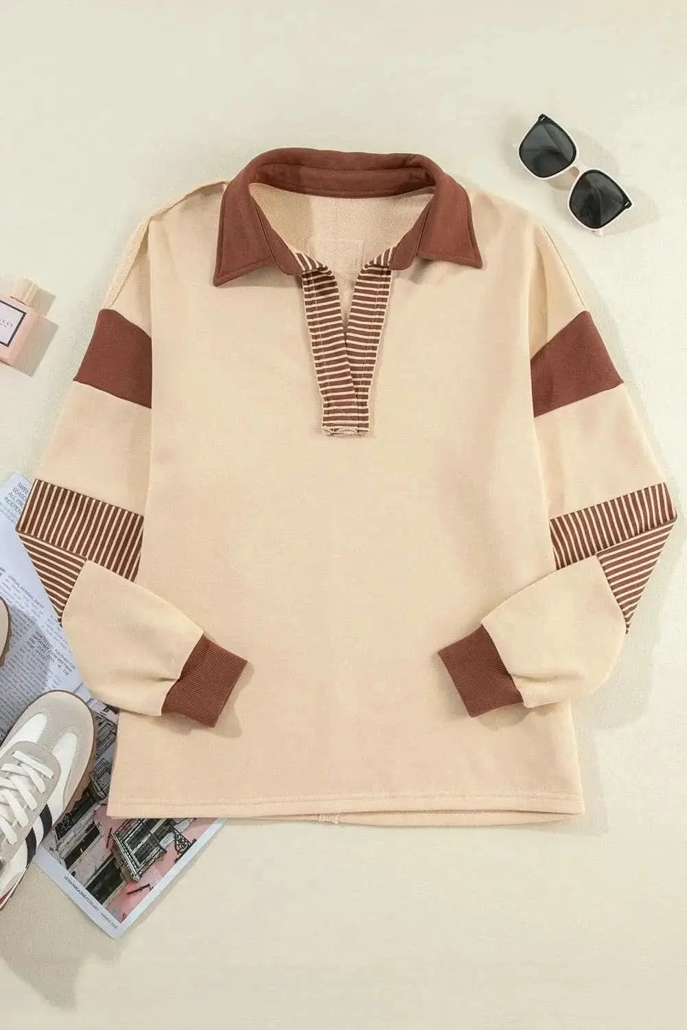 Sweatshirts & Hoodies Trendsi Collared long sleeve sweatshirt